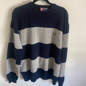 Chaps Ralph Lauren Blue and Gray Color Block Sweater Size Large Preppy